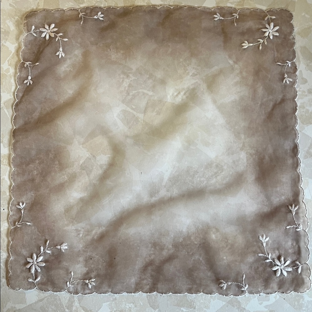 Vintage Embroidered Floral Handkerchief